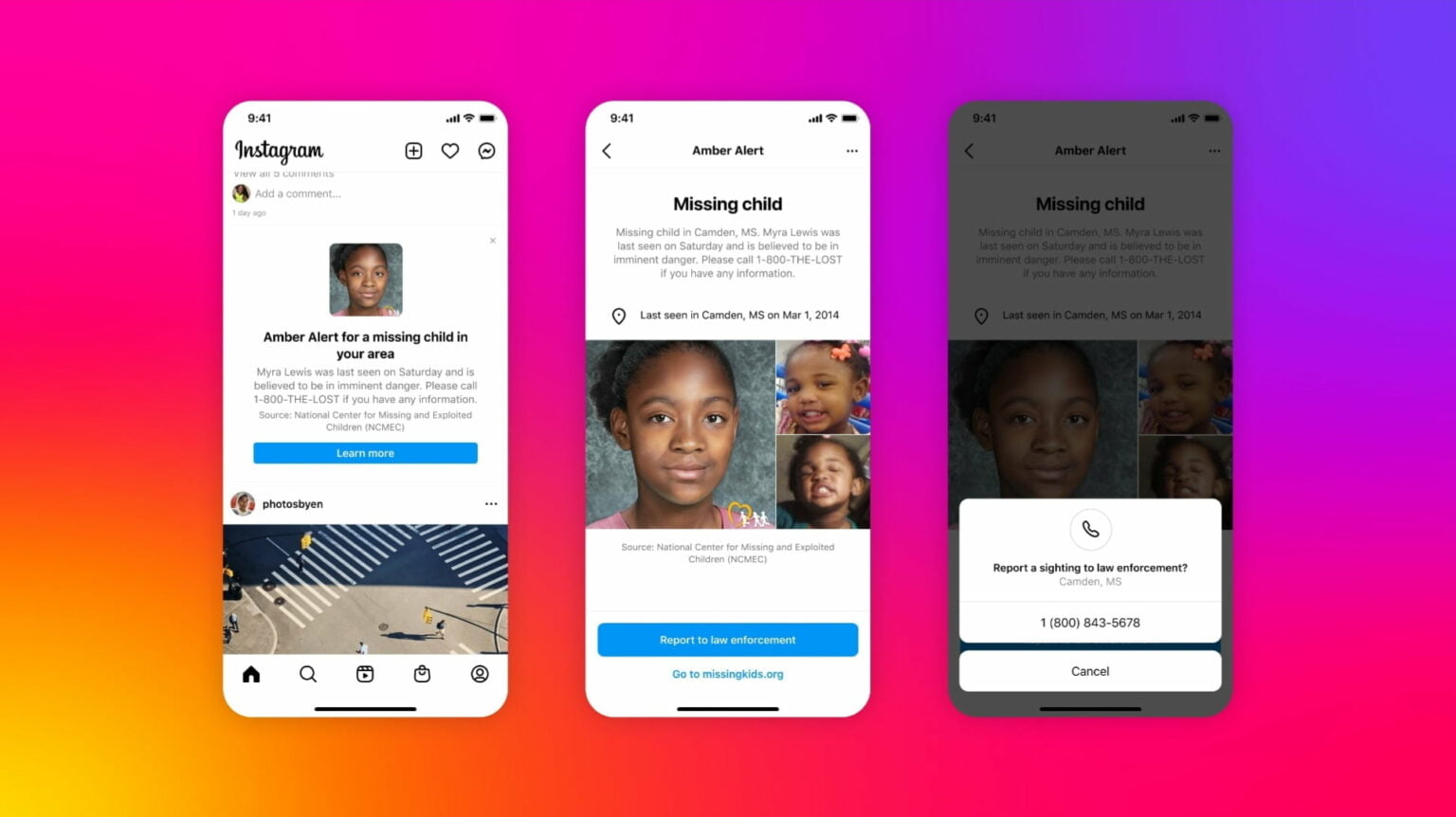 Instagram lança alertas para ajudar nas buscas por crianças desaparecidas Instagram lança alertas para ajudar nas buscas por crianças desaparecidas
