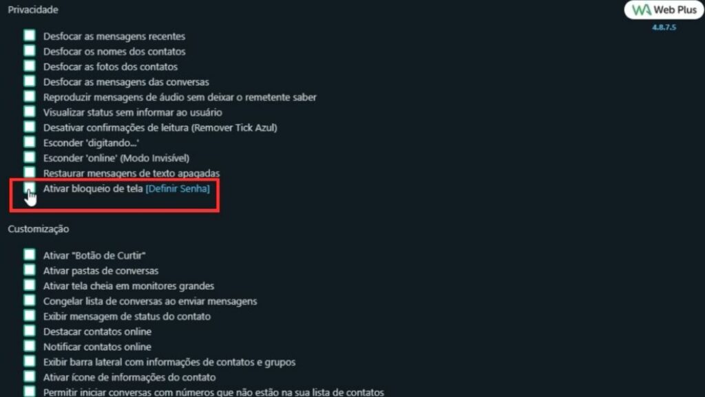 Como colocar senha no WhatsApp Web?