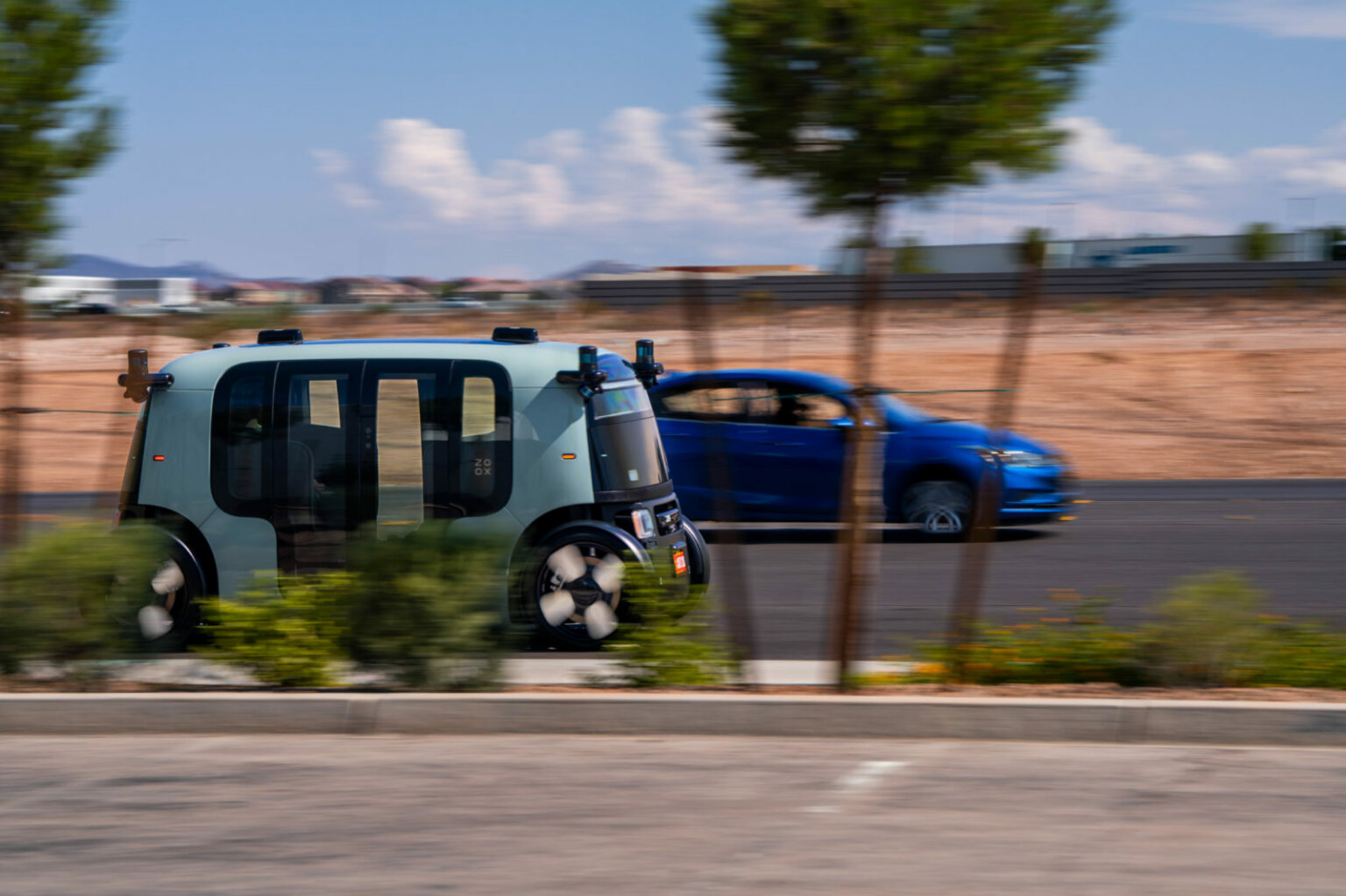 Robotaxis Zoox in Las Vegas on public roads