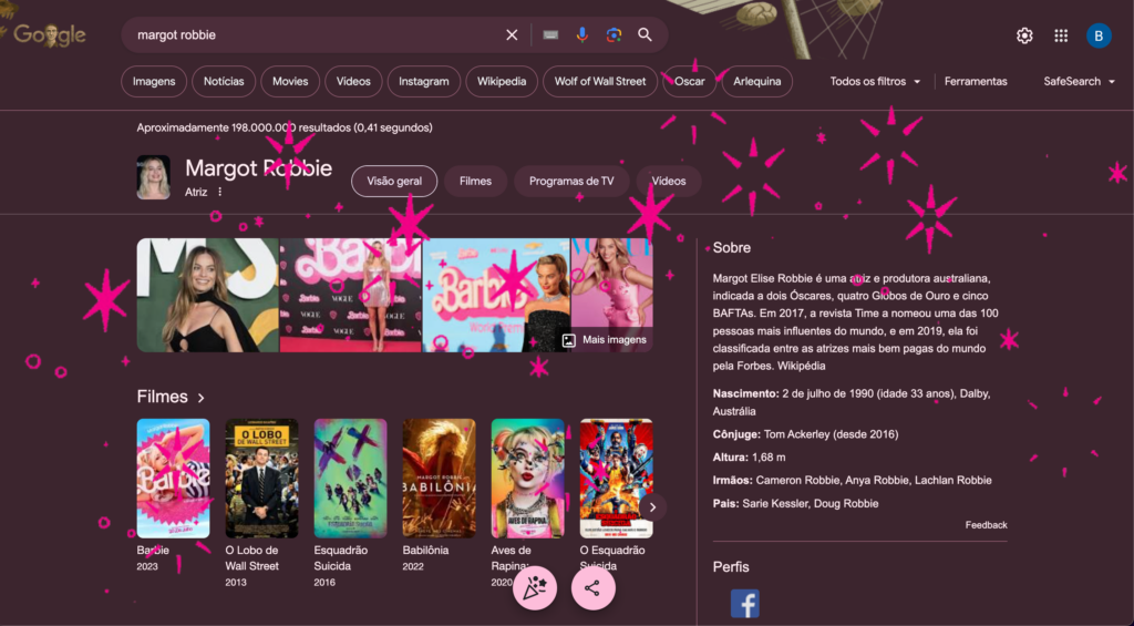 Pesquisa sobre a Barbie faz o Google ficar rosa; veja Pesquisa sobre a Barbie faz o Google ficar rosa; veja