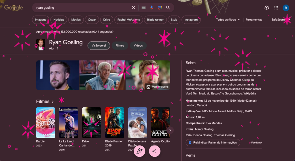 Pesquisa sobre a Barbie faz o Google ficar rosa; veja Pesquisa sobre a Barbie faz o Google ficar rosa; veja