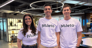 Giuliano Amaral, Priscilla Fraga e Victor Bolonha, cofundadores da Mileto